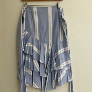 Zara Blue Stripe Tissue Hem Skirt. Size M.
